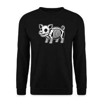 Süßes Skelett Schwein Ferkel Bauernhof Cartoon - Unisex Pullover - Schwarz - Vorne - Alina (178cm) & Michal (187cm)