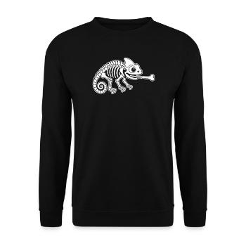 Süßes Skelett Chamäleon Reptil Cartoon Shirt - Unisex Pullover - Schwarz - Vorne - Alina (178cm) & Michal (187cm)