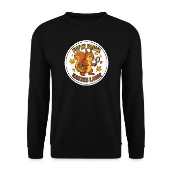 Pilze Sammeln Eichhörnchen Pilzsuche T-Shirt - Unisex Pullover - Schwarz - Vorne - Alina (178cm) & Michal (187cm)