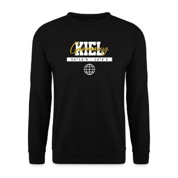 Kiel Deutschland Koordinaten Reise Souvenir - Unisex Pullover - Schwarz - Vorne - Alina (178cm) & Michal (187cm)