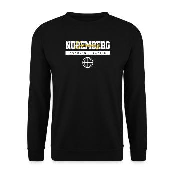 Nürnberg Deutschland Koordinaten Reise Souvenir - Unisex Pullover - Schwarz - Vorne - Alina (178cm) & Michal (187cm)