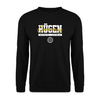 Rügen Deutschland Koordinaten Reise Souvenir - Unisex Pullover - Schwarz - Vorne - Alina (178cm) & Michal (187cm)