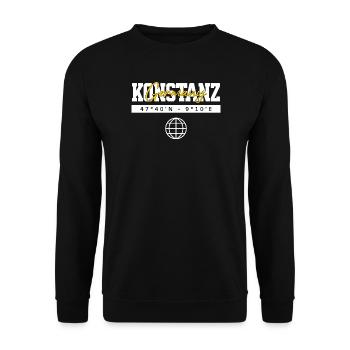 Konstanz Deutschland Koordinaten Reise Souvenir - Unisex Pullover - Schwarz - Vorne - Alina (178cm) & Michal (187cm)
