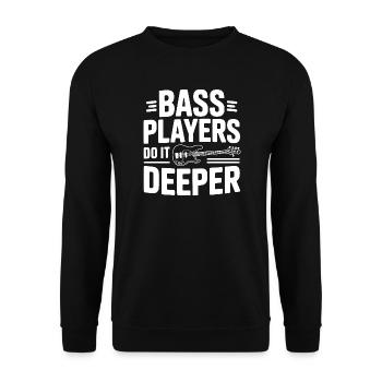 Bassisten machen es tiefer - Unisex Pullover - Schwarz - Vorne - Alina (178cm) & Michal (187cm)