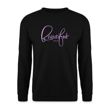 Beautiful Mess Pink Schriftzug - Unisex Pullover - Schwarz - Vorne - Alina (178cm) & Michal (187cm)