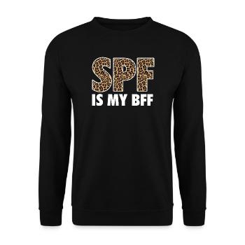 SPF ist mein bester Freund – Sonnencreme-Hautpflegedermatologe - Unisex Pullover - Schwarz - Vorne - Alina (178cm) & Michal (187cm)