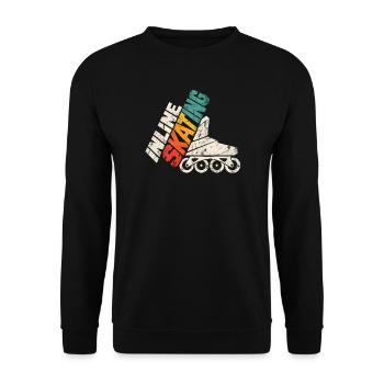 Inline Skating Retro Rollschuh Design - Unisex Pullover - Schwarz - Vorne - Alina (178cm) & Michal (187cm)