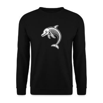 Süßes Skelett Delphin Fisch Meer Cartoon Shirt - Unisex Pullover - Schwarz - Vorne - Alina (178cm) & Michal (187cm)