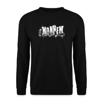 Mannheim, Monnem,  Stadt Silhouette Spritzer - Unisex Pullover - Schwarz - Vorne - Alina (178cm) & Michal (187cm)