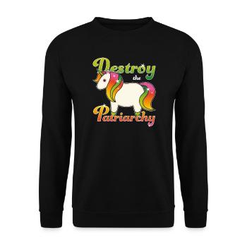 Destroy the Patriarchy - Unisex Pullover - Schwarz - Vorne - Alina (178cm) & Michal (187cm)