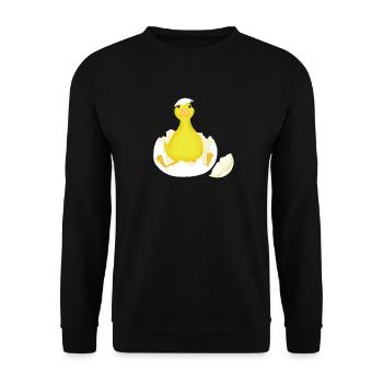 Küken frisch geschlüpft - Unisex Pullover - Schwarz - Vorne - Alina (178cm) & Michal (187cm)