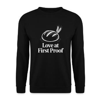 Love at First Proof - Unisex Pullover - Schwarz - Vorne - Alina (178cm) & Michal (187cm)