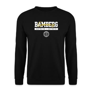 Bamberg Deutschland Koordinaten Reise Souvenir - Unisex Pullover - Schwarz - Vorne - Alina (178cm) & Michal (187cm)