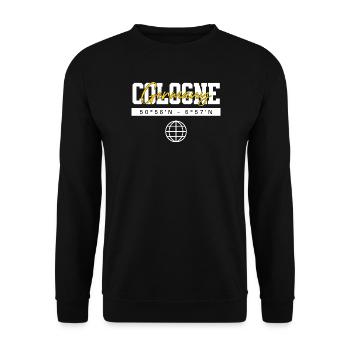 Köln Deutschland Koordinaten Reise Souvenir - Unisex Pullover - Schwarz - Vorne - Alina (178cm) & Michal (187cm)