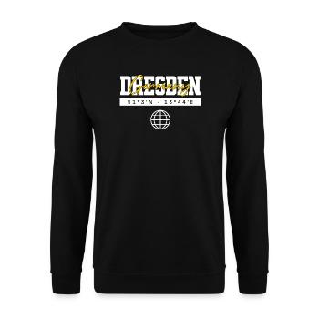 Dresden Deutschland Koordinaten Reise Souvenir - Unisex Pullover - Schwarz - Vorne - Alina (178cm) & Michal (187cm)
