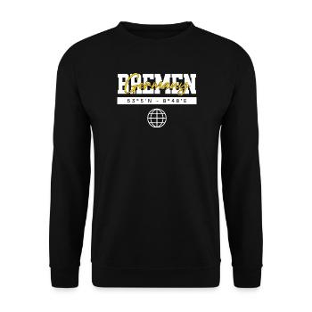 Bremen Deutschland Koordinaten Reise Souvenir - Unisex Pullover - Schwarz - Vorne - Alina (178cm) & Michal (187cm)