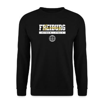 Freiburg Deutschland Koordinaten Reise Souvenir - Unisex Pullover - Schwarz - Vorne - Alina (178cm) & Michal (187cm)