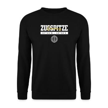 Zugspitze Deutschland Koordinaten Reise Souvenir - Unisex Pullover - Schwarz - Vorne - Alina (178cm) & Michal (187cm)