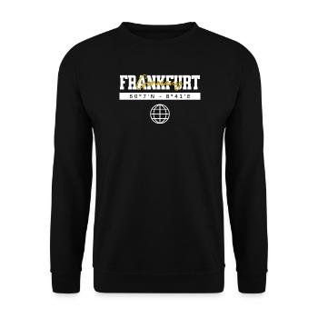 Frankfurt Deutschland Koordinaten Reise Souvenir - Unisex Pullover - Schwarz - Vorne - Alina (178cm) & Michal (187cm)