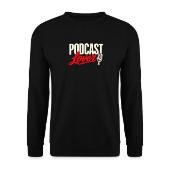 Podcast Lover Mikrofon Retro Design - Unisex Pullover - Schwarz - Vorne - Alina (178cm) & Michal (187cm)