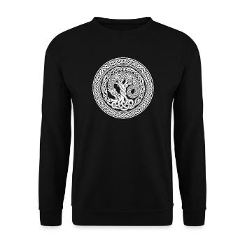 Der Drache an der Wurzel – Nidhöggr - Unisex Pullover - Schwarz - Vorne - Alina (178cm) & Michal (187cm)