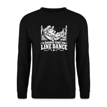 Gedanken beim Line Dance - Unisex Pullover - Schwarz - Vorne - Alina (178cm) & Michal (187cm)