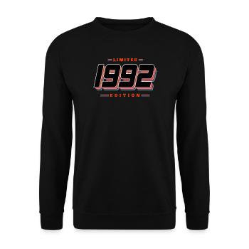 34. Geburtstag Limited Edition Jahrgang 1992 - Unisex Pullover - Schwarz - Vorne - Alina (178cm) & Michal (187cm)