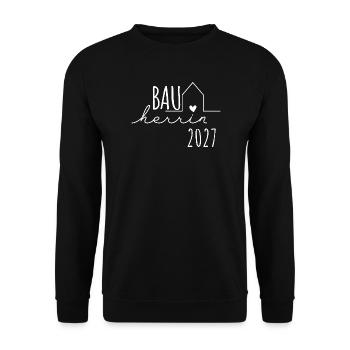 Bauherrin 2027 – Hausbau Eigenheim Geschenk - Unisex Pullover - Schwarz - Vorne - Alina (178cm) & Michal (187cm)