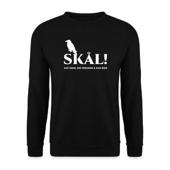 Skål! Wikinger Bier Spruch – Prost auf Odin - Unisex Pullover - Schwarz - Vorne - Alina (178cm) & Michal (187cm)