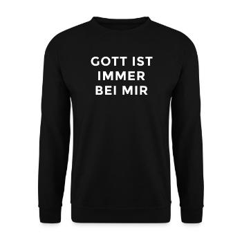 Gott ist immer bei mir - Unisex Pullover - Schwarz - Vorne - Alina (178cm) & Michal (187cm)