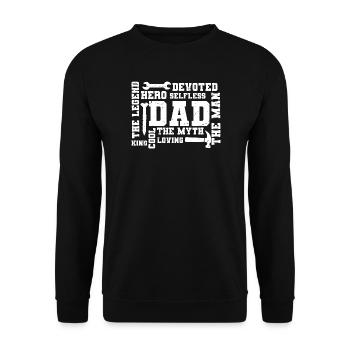 Papa, die Legende widmete den Mythos. - Unisex Pullover - Schwarz - Vorne - Alina (178cm) & Michal (187cm)