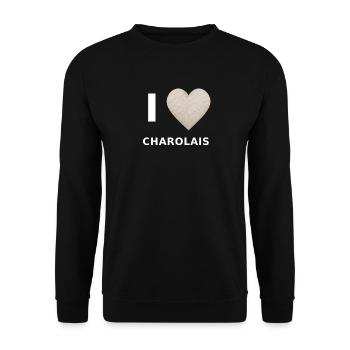 I Love Charolais Fellherz - Unisex Pullover - Schwarz - Vorne - Alina (178cm) & Michal (187cm)