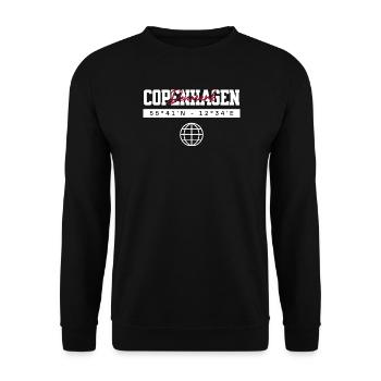 Kopenhagen Dänemark Koordinaten Reise Souvenir - Unisex Pullover - Schwarz - Vorne - Alina (178cm) & Michal (187cm)