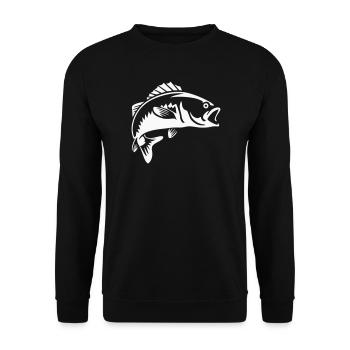 Barsch Fisch Angeln Fischer Angler - Unisex Pullover - Schwarz - Vorne - Alina (178cm) & Michal (187cm)