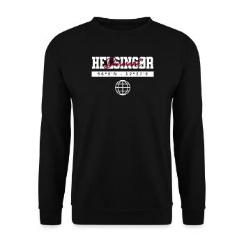 Helsingør Dänemark Koordinaten Reise Souvenir - Unisex Pullover - Schwarz - Vorne - Alina (178cm) & Michal (187cm)