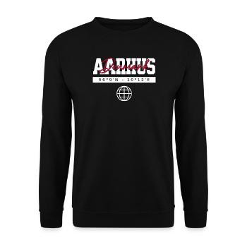 Aarhus Dänemark Koordinaten Reise Souvenir - Unisex Pullover - Schwarz - Vorne - Alina (178cm) & Michal (187cm)