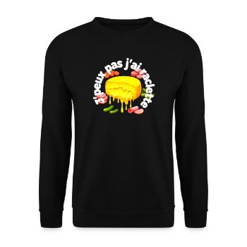 Raclette, Raclette-Fan, ich liebe Raclette - Unisex Pullover - Schwarz - Vorne - Alina (178cm) & Michal (187cm)
