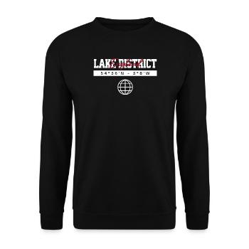 Lake District England Koordinaten Souvenir - Unisex Pullover - Schwarz - Vorne - Alina (178cm) & Michal (187cm)