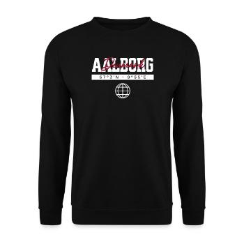 Aalborg Dänemark Koordinaten Reise Souvenir - Unisex Pullover - Schwarz - Vorne - Alina (178cm) & Michal (187cm)