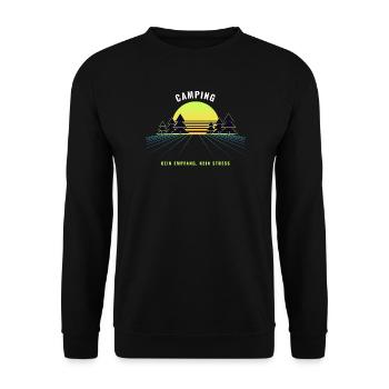 Camping Retro Sonnenuntergang Vintage 80er - Unisex Pullover - Schwarz - Vorne - Alina (178cm) & Michal (187cm)