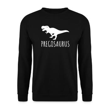 Pregosaurus Schwangerschaft Dino Werdende Mama - Unisex Pullover - Schwarz - Vorne - Alina (178cm) & Michal (187cm)