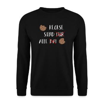 Kekse sind alle - Lustiger Plätzchen Spruch - Unisex Pullover - Schwarz - Vorne - Alina (178cm) & Michal (187cm)