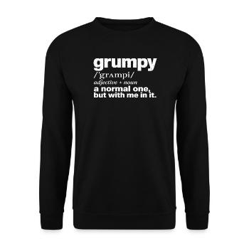 Grummelige Definition Lustige Sarkastische Definition Humor - Unisex Pullover - Schwarz - Vorne - Alina (178cm) & Michal (187cm)