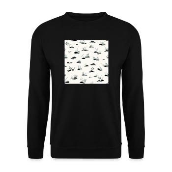 Japanisches Muster, inspiriert vom Iwagumi-Aquascaping - Unisex Pullover - Schwarz - Vorne - Alina (178cm) & Michal (187cm)