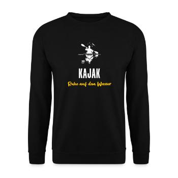 Kajak Geschenk Paddler Ruhe auf dem Wasser - Unisex Pullover - Schwarz - Vorne - Alina (178cm) & Michal (187cm)