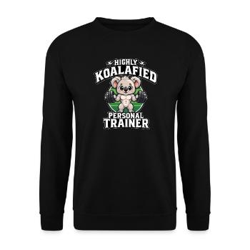 Niedlicher Koala-Fitnesstrainer Fitnesstrainer Kunst - Unisex Pullover - Schwarz - Vorne - Alina (178cm) & Michal (187cm)