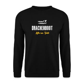 Drachenboot Team Geschenk Alle im Takt - Unisex Pullover - Schwarz - Vorne - Alina (178cm) & Michal (187cm)