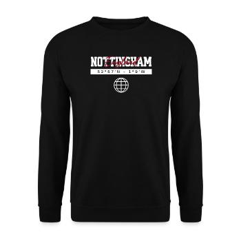 Nottingham England Koordinaten Reise Souvenir - Unisex Pullover - Schwarz - Vorne - Alina (178cm) & Michal (187cm)
