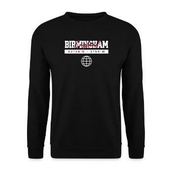 Birmingham England Koordinaten Reise Souvenir - Unisex Pullover - Schwarz - Vorne - Alina (178cm) & Michal (187cm)