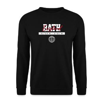 Bath England Koordinaten Reise Souvenir - Unisex Pullover - Schwarz - Vorne - Alina (178cm) & Michal (187cm)
